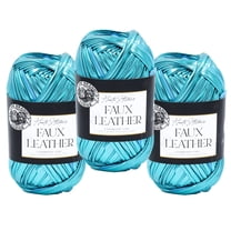 Lion Brand Yarn Haute Stitches Faux Leather Caribbean Blue Super Bulky Polyester Blue Yarn 3 Pack