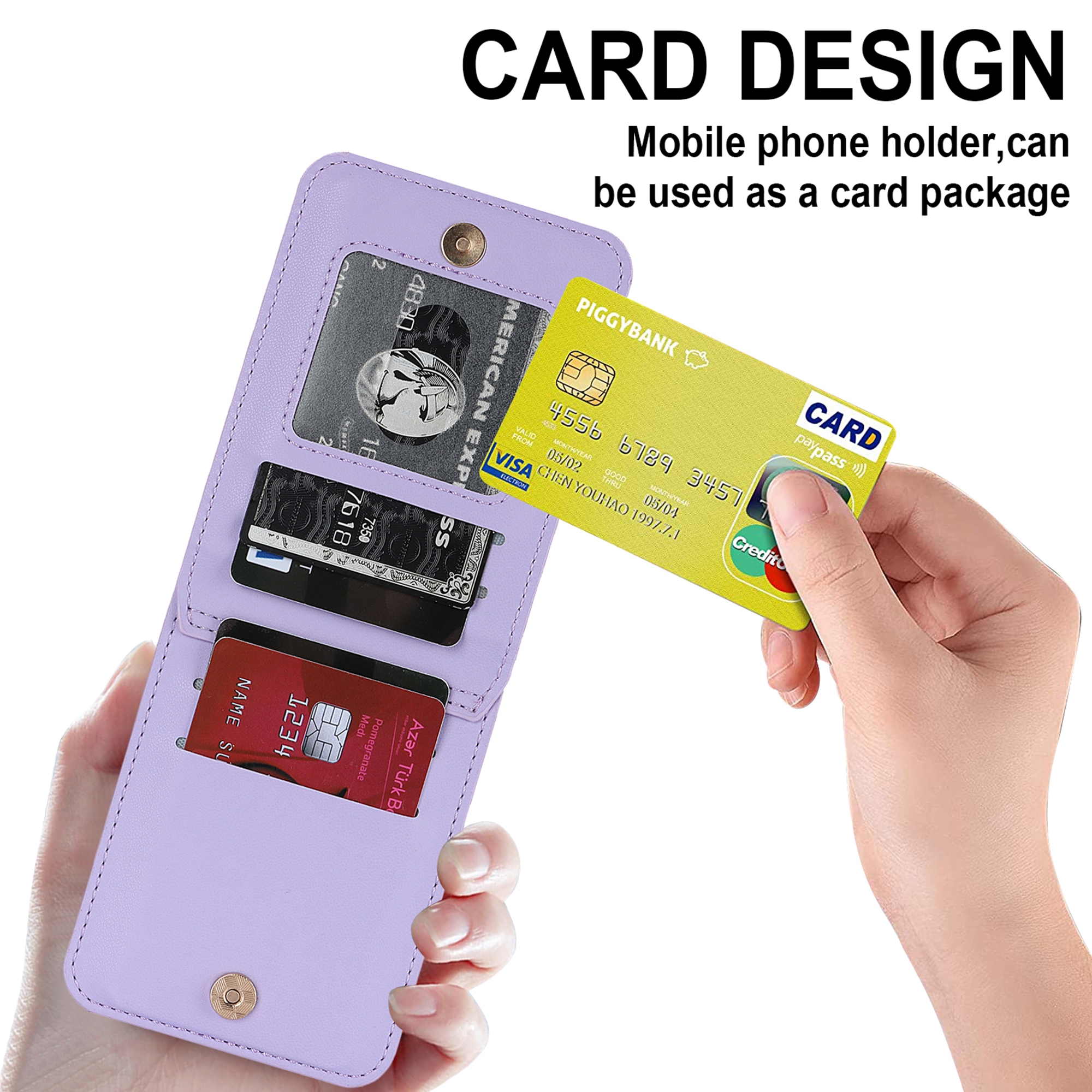 Decase for Samsung Galaxy Z Flip 5 Luxury Zipper Wallet Phone Case, Multi-Function Kickstand Card Holder Adjustable Fashion Flip Cover Case with Crossbody Strap for Samsung Z Flip 5 5G,Purple