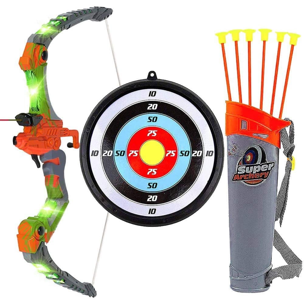 Toysery Bow and Arrow Archery Set for Kids with LED Light, 6 Suction