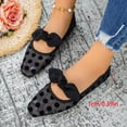 thumbnail image 4 of SuTry Women's Square Toe Mesh Flats Polka Dot Print Bow Detail Slip On Lightweight Comfortable Casual Walking Shoes(43), 4 of 9