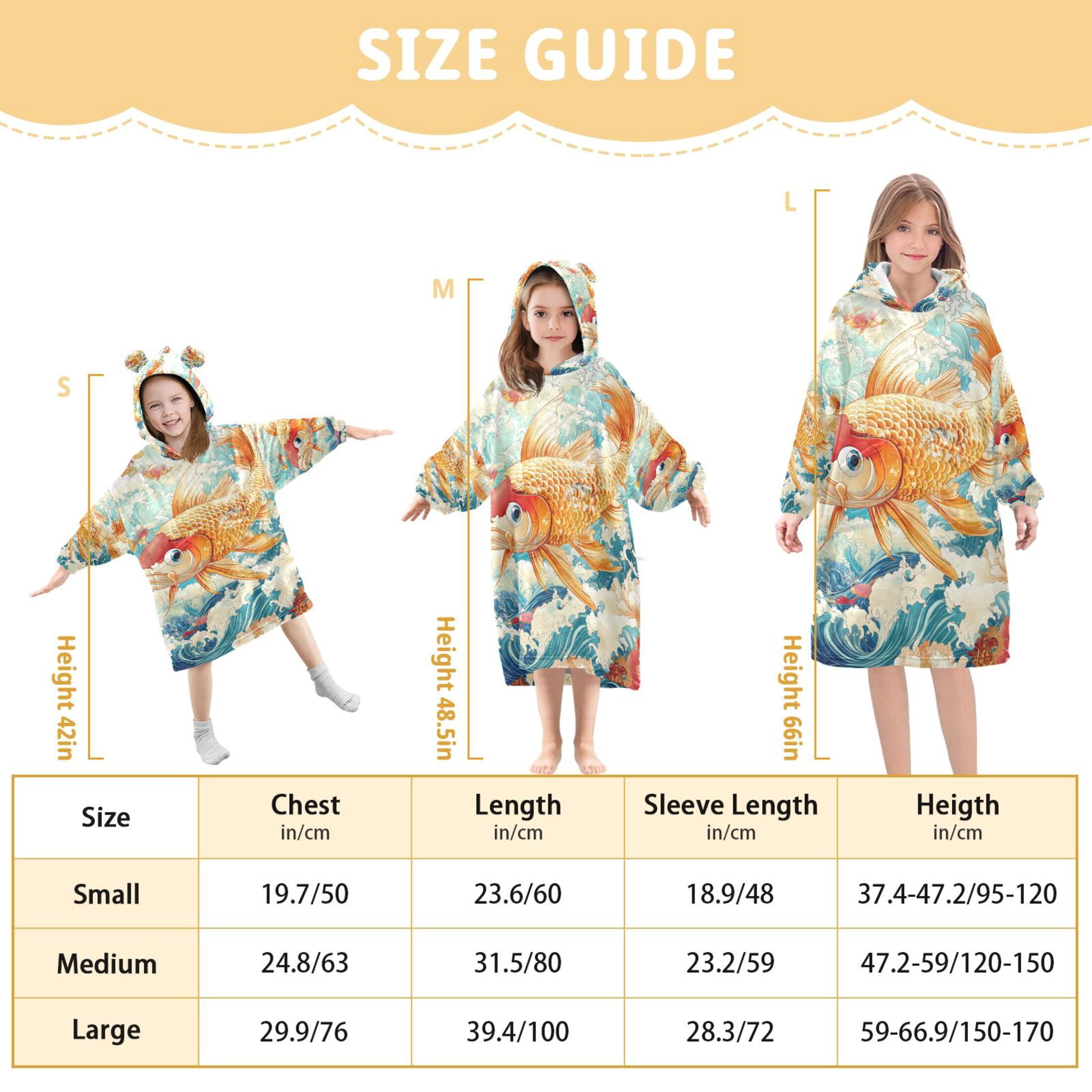 YAZAOO Kids Wearable Blanket Hoodie Warm and Cozy Koi in Bloom Flannel Sweatshirt