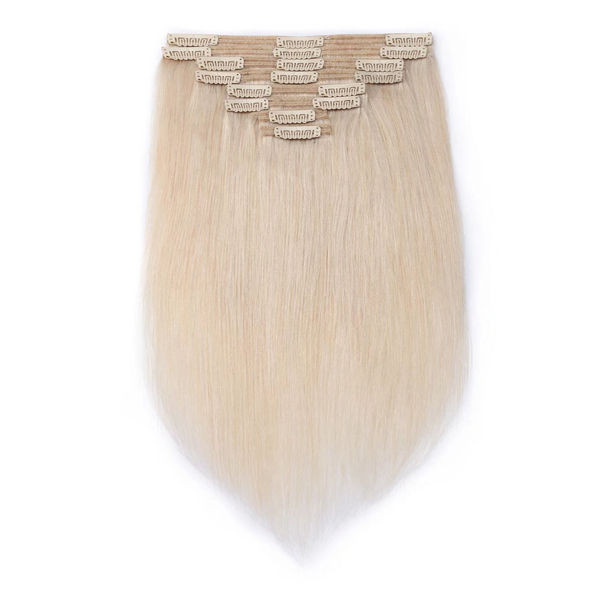 MY-LADY Extra Thick Clip in 100% Remy Human Hair Extension Double Weft Full Head Natural Hairpiece 110-170g #70 Bleach White24inch