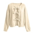 thumbnail image 7 of KICILVS Bow Tie Front Cardigan Women Long Sleeve Soft Knit Cropped Fit Sweater Elastic Cuffs Winter Bolero Top, 7 of 7