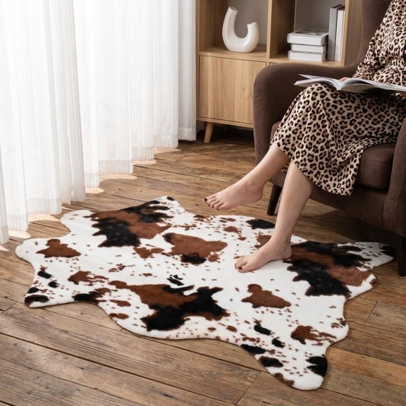Cow Print Rug,Faux Cowhide Area Rug for Bedroom,Nursery,Living Room,Western Party Decorations 2'6''×3'7''