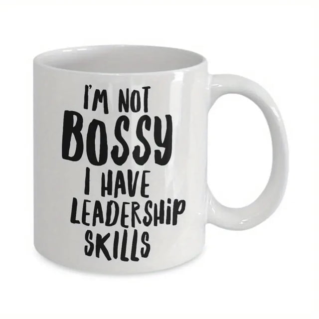 Taza de cerámica Funny Bossy Leadership, 325 ml, con texto en inglés «I'm Not Bossy»