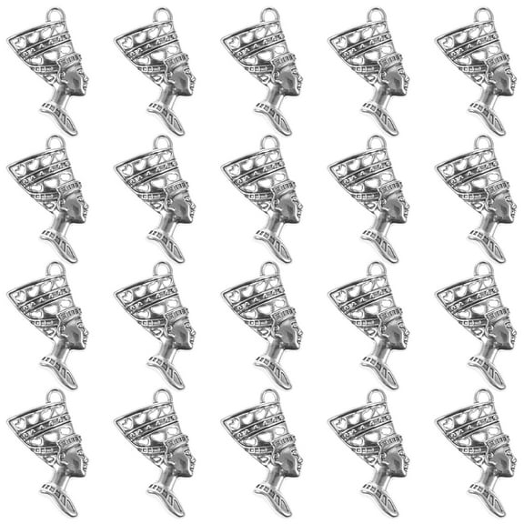 Ulthilift 20Pcs Egyptian Queen Pendant Metal Jewelry Charm DIY Egyptian Queen Charm Necklace DIY Charm