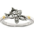 thumbnail image 5 of 14K/Silver Two-Tone Sterling Silver & 14K Three-Stone And Diamond Mother's Ring Semi-Mount (Size 9) Made In Thailand qmr45/3-9, 5 of 5