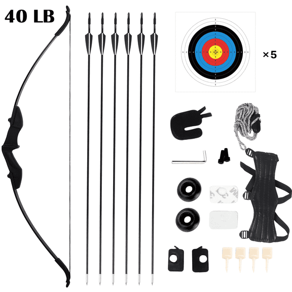 Petoto 51" Recurve Bow and Arrow for Adults, 40lb Black Takedown Recurve Bow Set, Archery Set for Left and Right Handed Outdoor Target Practice