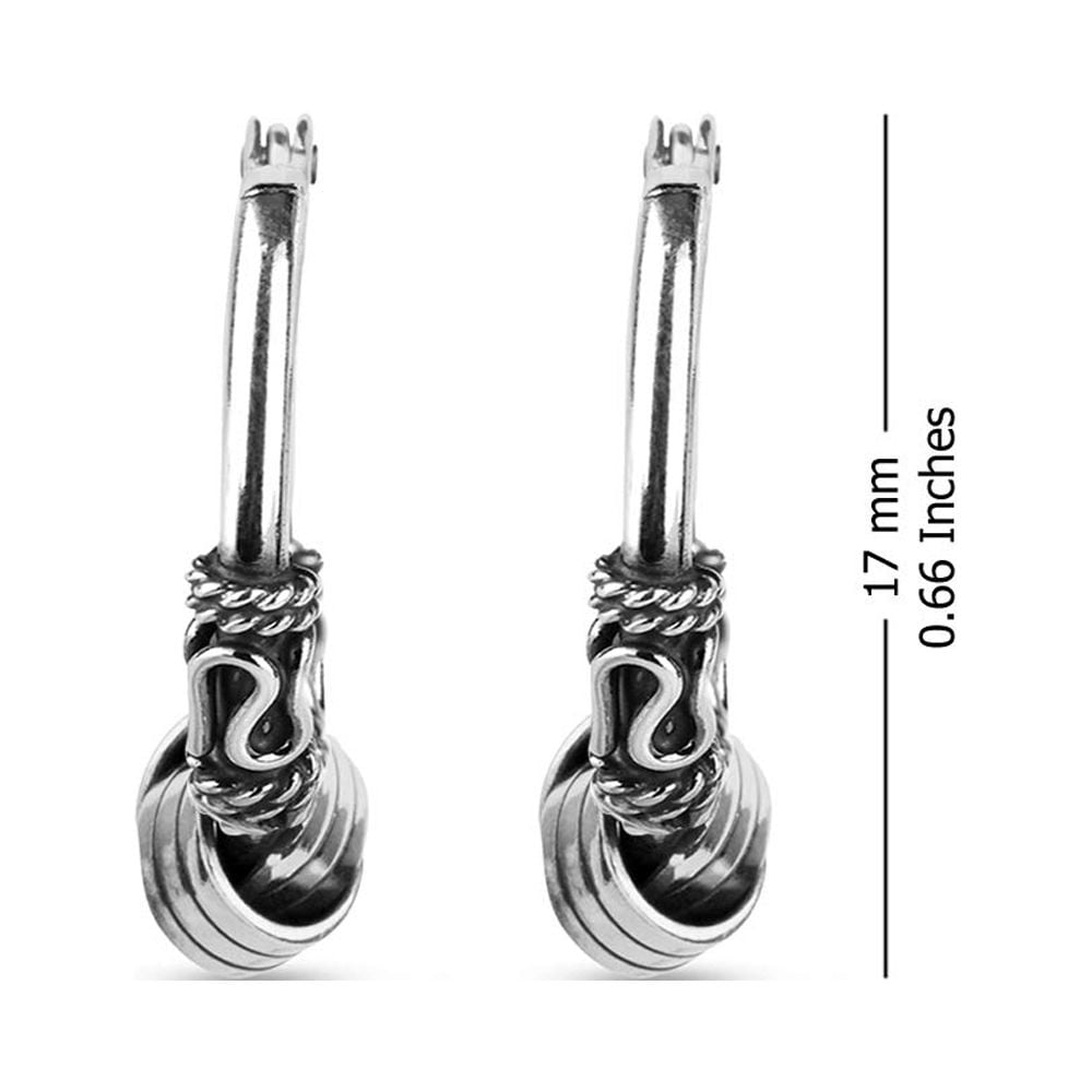 LeCalla 925 Sterling Silver Jewelry Italian Design Love Knot Balinese Hoop Earrings for Women and Teen 17MM