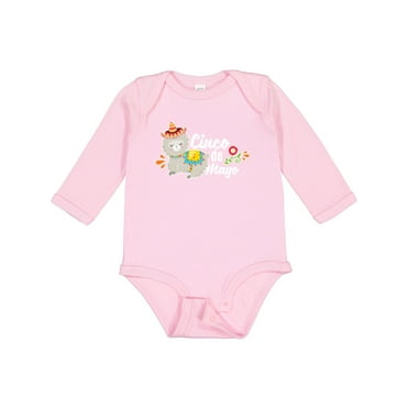 Inktastic Cinco De Mayo with Llama and Flower Boys or Girls Long Sleeve Baby Bodysuit