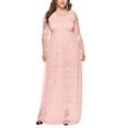 thumbnail image 3 of Eternatastic Womens Floral Lace 2/3 Sleeves Maxi Dress Evening Party Long Dress XL Pink, 3 of 7
