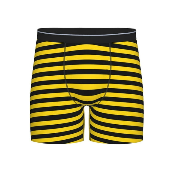 Men Yellow-Black-Bee-Stripes Boxer Briefs Moisture Wicking Funny Boxer Shorts