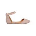 thumbnail image 2 of New Women Qupid Pika-37 Faux Suede Pointy Toe d'Orsay Ankle Strap Ballerina Flat, 2 of 6