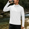 thumbnail image 6 of Mens UPF 50+ Sun Protection Jacket Hooded Long Sleeve Lightweight Quick Dry Fashion Athletic Top with Pockets and Thumb Hole White L, 6 of 8