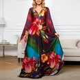 thumbnail image 2 of Womens Beach Cover Up Long Sleeve Loose Fit Sun Robe Tunic Resort Floral Print Multicolour One Size, 2 of 4