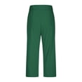 thumbnail image 4 of HNMKIU Knitted Slim Pull on Elastic High Waisted Capri Leggings with Pockets for Women Abdominal Control and Work Yoga Pants Women 02_Green,L, 4 of 5