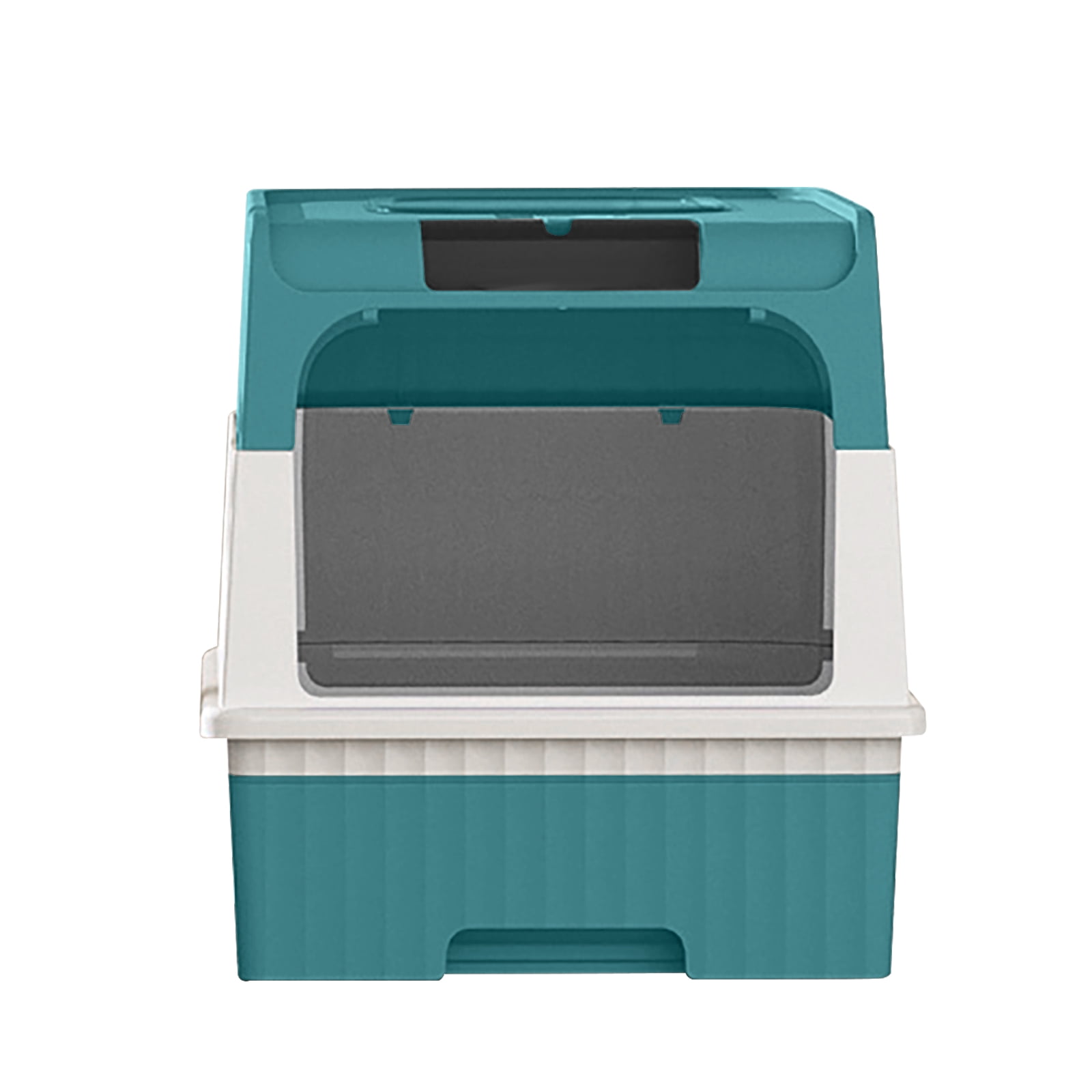 Cat Litter Box, Enclosed Removable Litter Boxs for Big Cats, Front Entry Top Exit Kitty Box Odor Control (Blue)