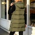 thumbnail image 5 of Staron Women's Winter Vest Hooded Zip Up Lightweight Casual Sleeveless Solid Loose Quilted Puffer Vest Army Green L, 5 of 6