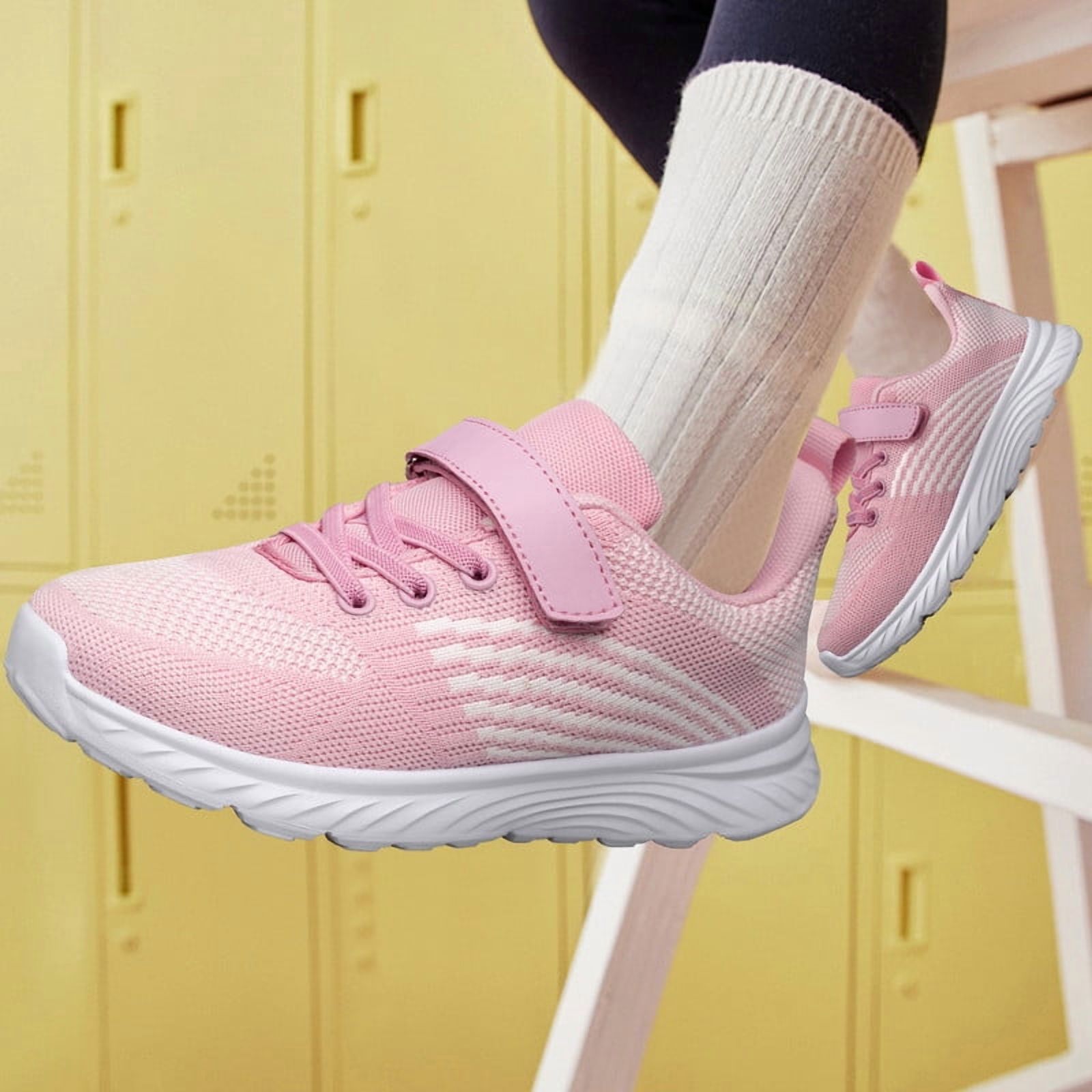 YHOON Girls' Lightweight Sneaker, Pink photo 4
