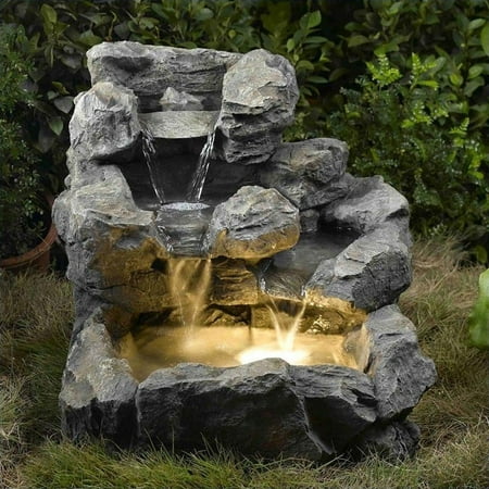 - Jeco Rock Creek Cascading Outdoor Indoor Fountain with Illumination