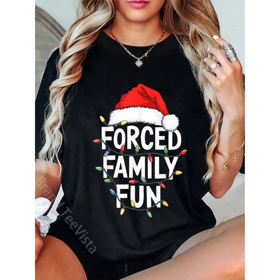 Forced Family Fun Shirt Men Women Kids Christmas Pajamas T-Shirt