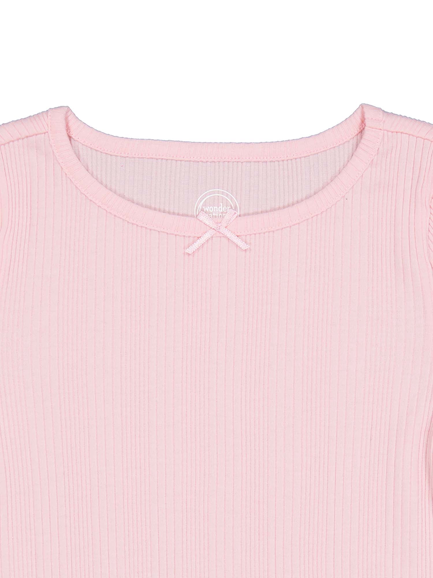 Wonder Nation Girls Short Sleeve Rib Tee, Sizes 4-18 & Plus