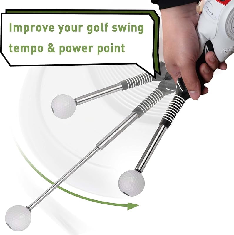 WAAYEE Retractable Golf Swing and Grip Trainer, Right-Handed, for Indoor Practice, Warm-Up, Tempo and Hitting Strength Training
