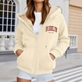 thumbnail image 4 of Brooklyn New York Hoodies for Women Fall Winter Long Sleeve Fleece Lined Zip Up Hooded Sweatshirt Jacket with Pockets, 4 of 6