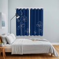 thumbnail image 3 of Navy Blue Flowers Kitchen Curtains Window Panels, Rustic Abstract Floral Simple Art Insulated Window Treatment Curtain, Grommet Curtains for Bedroom/Living Room/Bathroom, 2 Piece 52"Wx84"L, 3 of 8
