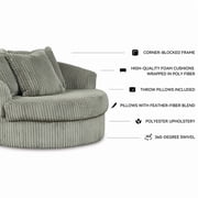 Signature Design by Ashley Lindyn Oversized Swivel Fabric Accent Chair in Gray