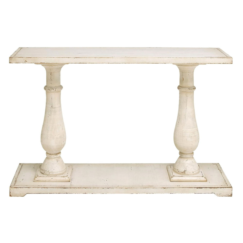 DecMode Wood Farmhouse Console Table, Ivory White, 48"W
