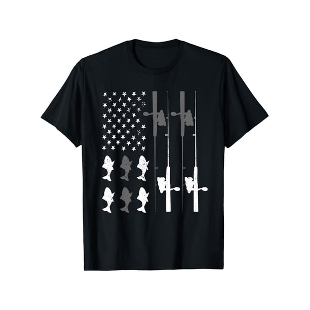 Youngsters' Patriotic Fishing Rod & American Flag T-Shirt - Cotton, Crew Neck, Short Sleeve - Perfect for Boys & Girls, Great for Christmas & Thanksgiving Gifts