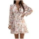 thumbnail image 1 of Vestidos Para Mujer Moda Bohemio Con Cuello en V Suelta Manga Larga Volantes Estampado Mini Vestido Odeerbi ODB126767, 1 of 9