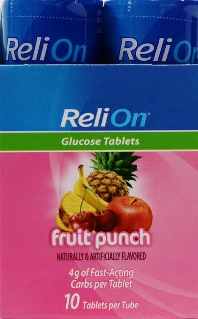 ReliOn Fruit Punch Glucose Tablets, 10 Count