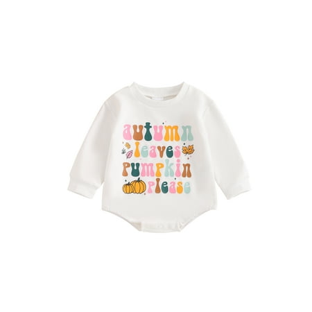 

Shunvnny Baby Halloween Romper Long Sleeve Crew Neck Pumpkin Letters Print Fall Bodysuit for 0M 3M 6M 9M 12M 18M Infant Girls Boys Clothes