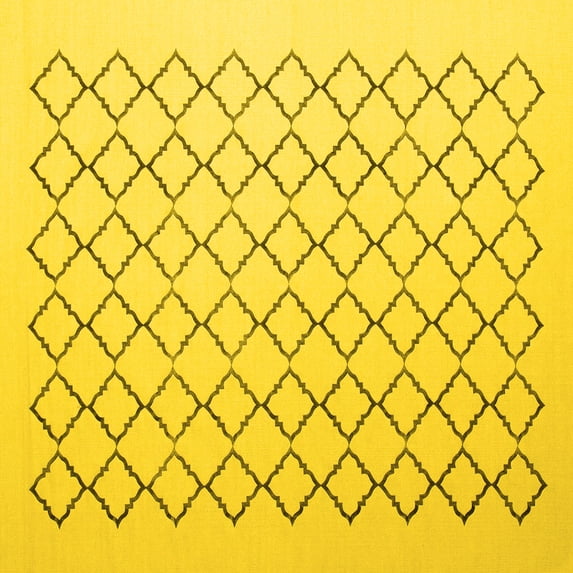 Ahgly Company Machine Washable Indoor Square Trellis Yellow Contemporary Area Rugs, 6' Square