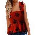 thumbnail image 1 of Mujeres Casual Tank Tops Volante Smocked Crop Top Tie Hombro Correa Chaleco Slim Fit Blusa Pompotops  lopia993683, 1 of 7
