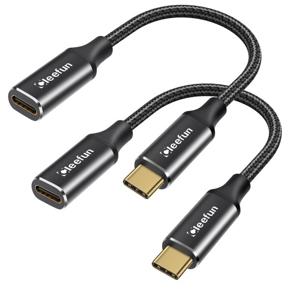 Cable de extensión USB C CLEEFUN de 0,3 m, paquete de 2 unidades, 10 Gbps, 100 W, vídeo 4K