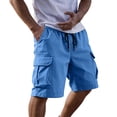 thumbnail image 3 of VV AVEORS Mens Cargo Shorts Elastic Waist Drawstring Casual Work Shorts Summer Hiking Outdoor Shorts With Multi Pockets Sky Blue 3XL, 3 of 8