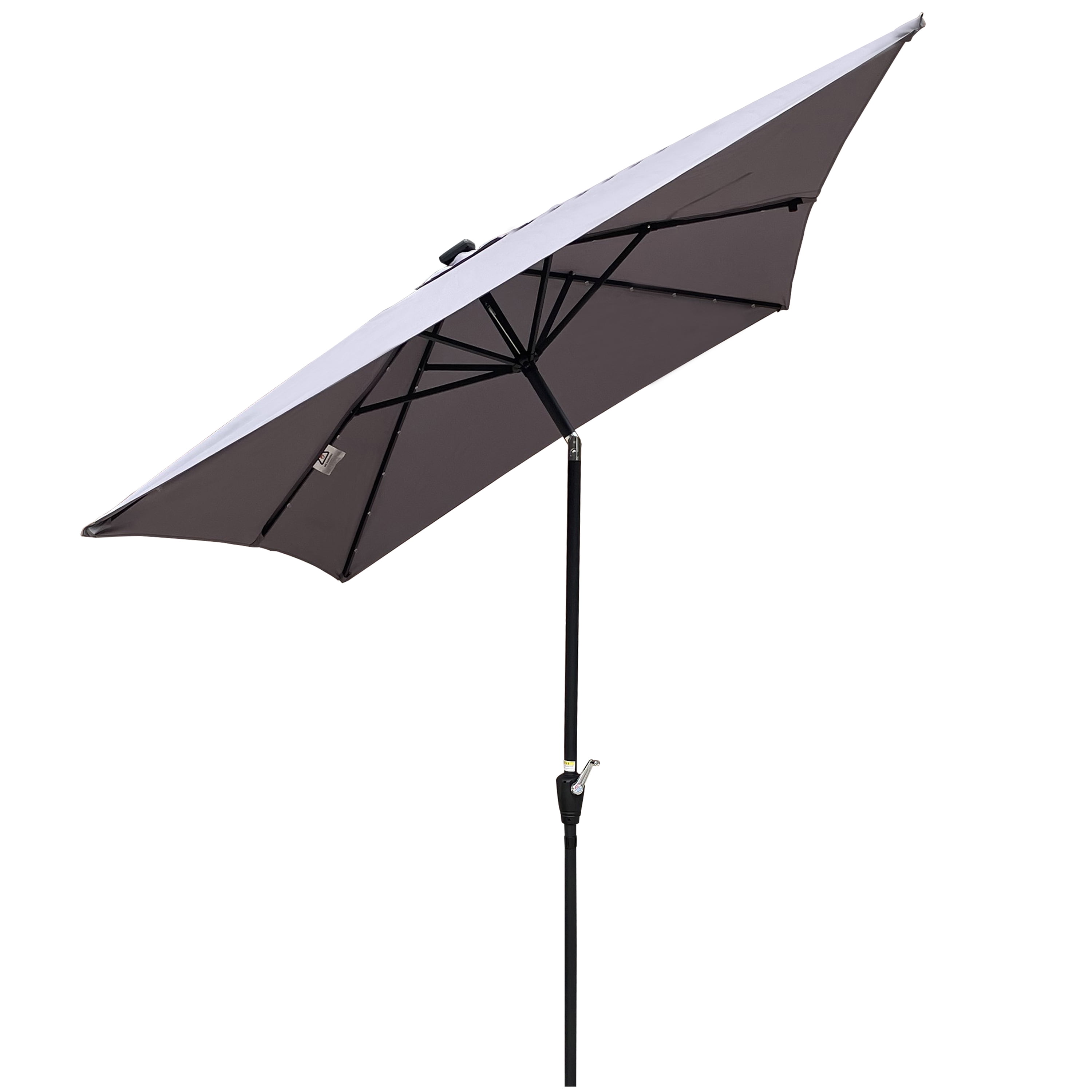 Royard Oaktree 10FT Patio Offset Umbrella w/Solar LED Lights Rectangular Outdoor Cantilever Hanging Umbrella w/Crank UV Protection Sun Shade for Market Garden Lawn Backyard Poolside,Light Grey
