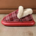 thumbnail image 6 of Rokment Plaid Christmas House Booties Slippers for Women Men Xmas Holiday Checkered Winter Fleece Lined Warm Slip on Boot Home Bedroom Memory Foam Shoes Indoor Outdoor Red Size 5.5, 6 of 9