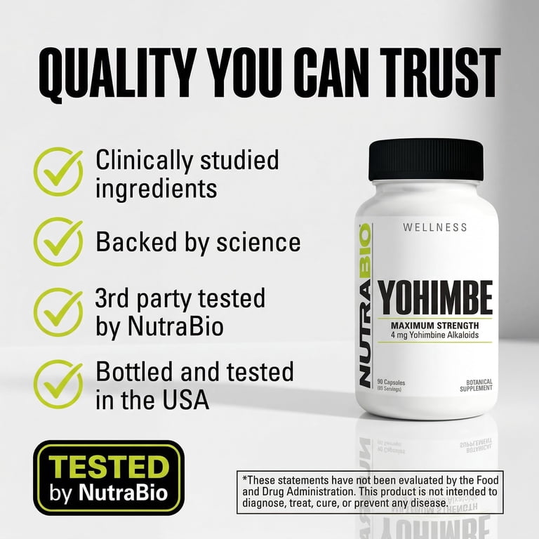 can i take yohimbine with l carnitine NutraBio Yohimbe Supplement, 4mg Yohimbine, 90 Veggie Capsules, Yohimbe  Bark Extract main image 0