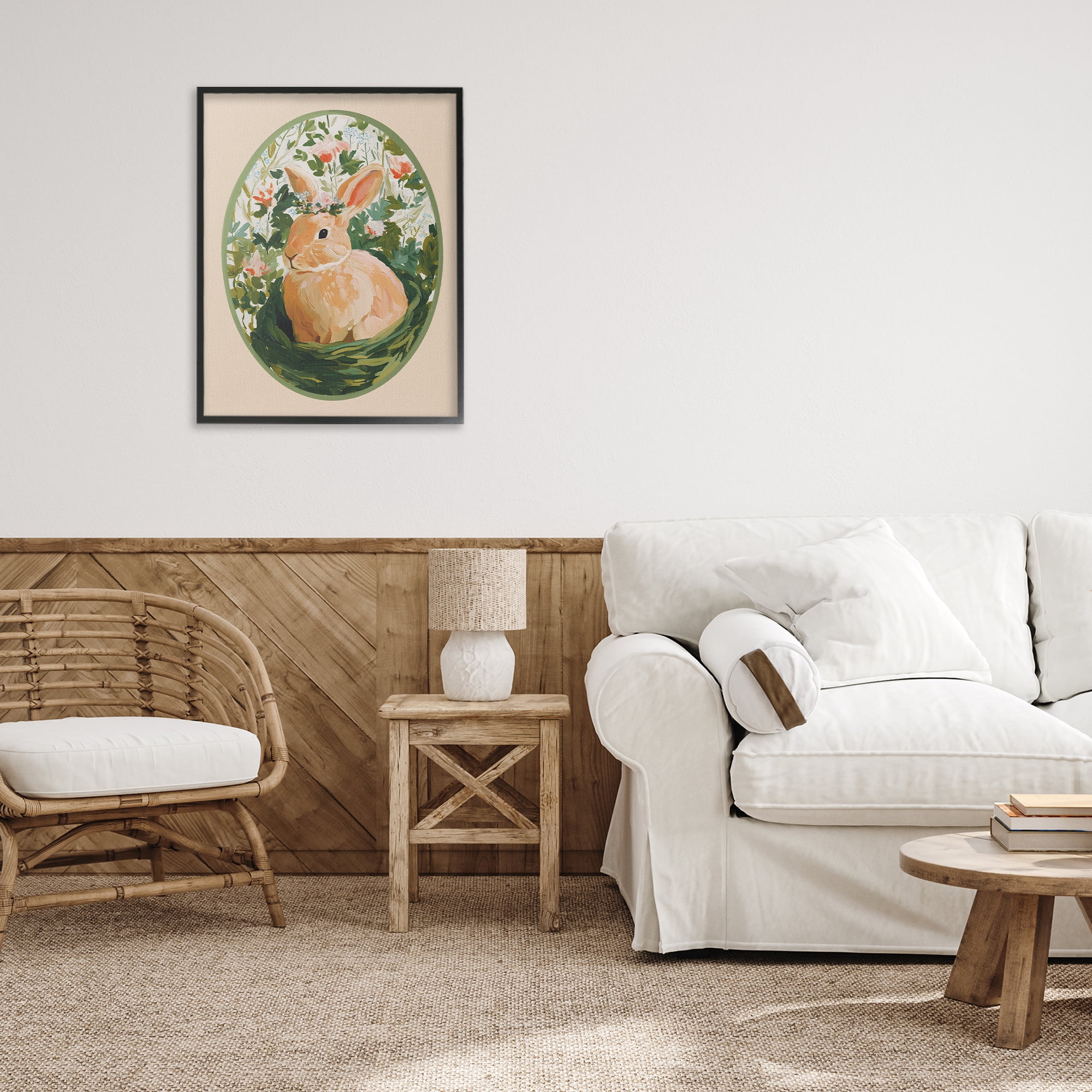 Stupell Industries Bloom Nest Bunny Black Framed Giclee Art, design by Yen