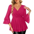 thumbnail image 4 of Cavosen Plus Size Blouses for Women Sequin Glitter Party Ruffle 3/4 Sleeve Dressy Tops Flowy Shirt Fall Trendy Tops, 4 of 6