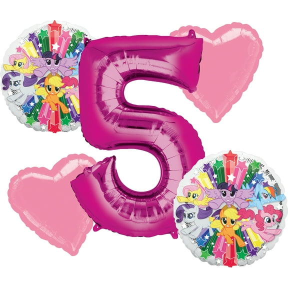 My Little Pony Balloon Bouquet 5 pc 5th Birthday Party Supplies