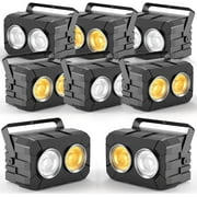 Stage Lights, 180W 2 Eyes LED COB Par, Cool+Warm White LED Blinder Lights, Audience Casting DMX512 & Sound-Activated COB Par Can, Stage Lighting for Party Show Wedding Event, 8 Pack