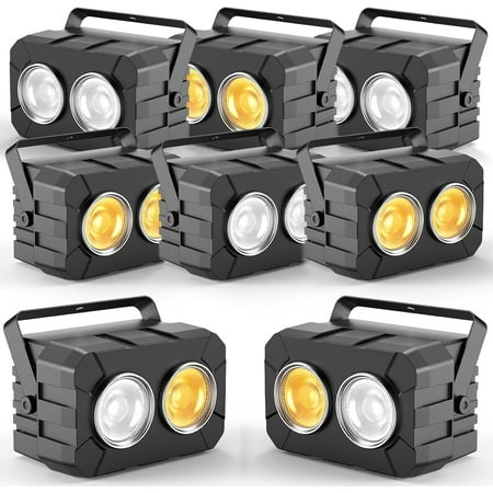 Stage Lights, 180W 2 Eyes LED COB Par, Cool+Warm White LED Blinder Lights, Audience Casting DMX512 & Sound-Activated COB Par Can, Stage Lighting for Party Show Wedding Event, 8 Pack