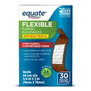Equate Antibacterial Flexible Fabric Bandages, Medium, 30 count