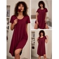 thumbnail image 3 of Ekouaer Womens Nightgown Soft Sleepwear Pleated Sleepshirt Sleep Dress Short Sleeve Nightdress, 3 of 6