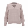 thumbnail image 1 of WTXUE V Neck Pullover Sweater Tunic Sweatshirt Casual Sweaters Choker Neck Cut Out Fall Pullover Sweaters Oversized Drop Shoulder Knit Tops Mesh Sweaters Basic Tops Long Sleeve Sweater Pink L, 1 of 8